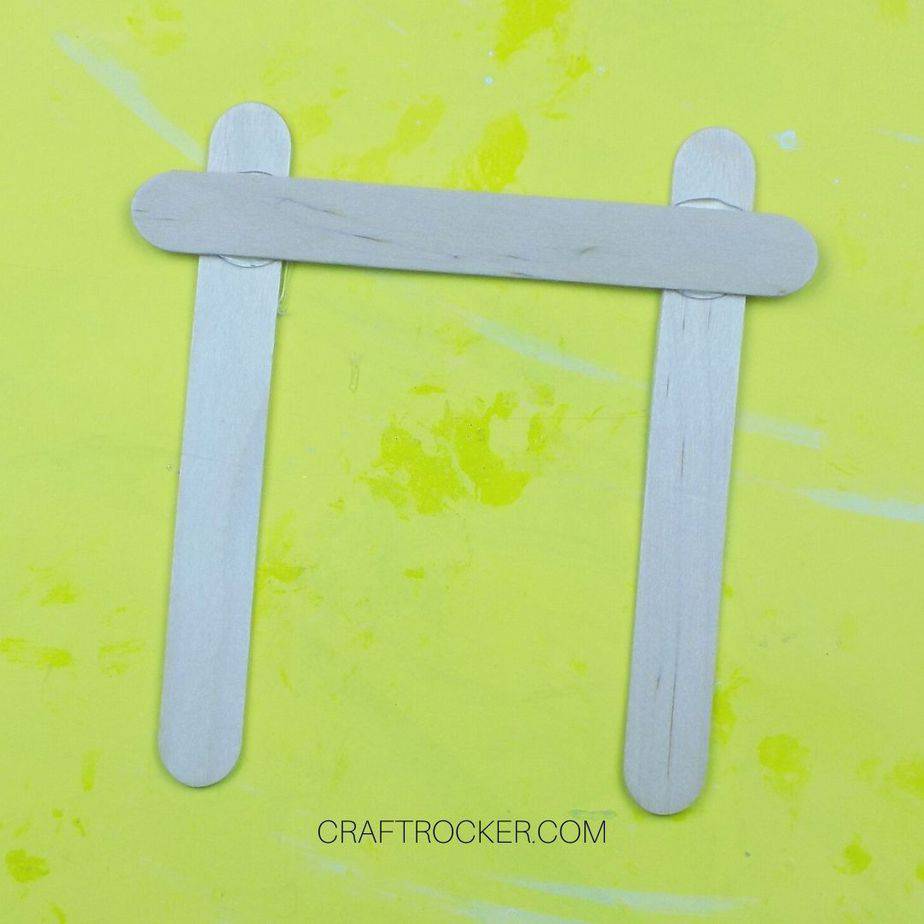 2 Parallel Craft Sticks with 1 Craft Stick Glued Across the Top - Craft Rocker