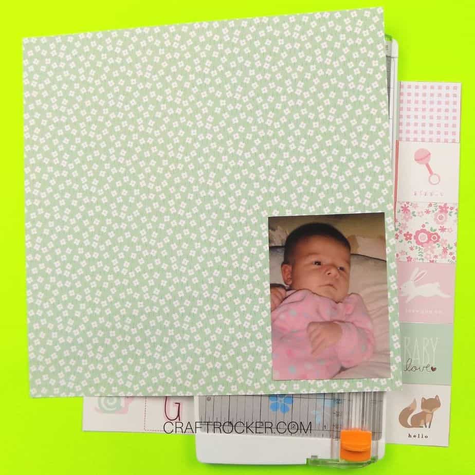 Baby Photo Attached to Right Bottom Corner of Matting Paper - Craft Rocker