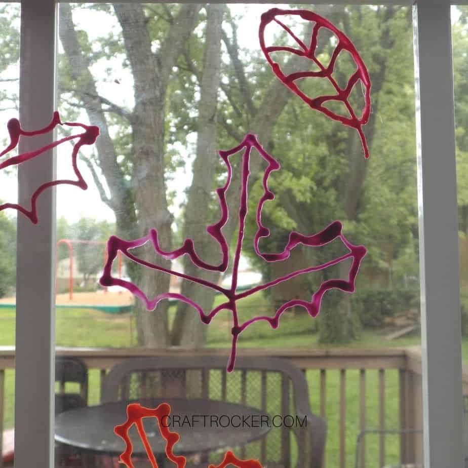 Close Up of Purple Fall Leaf Clings on Window - Craft Rocker