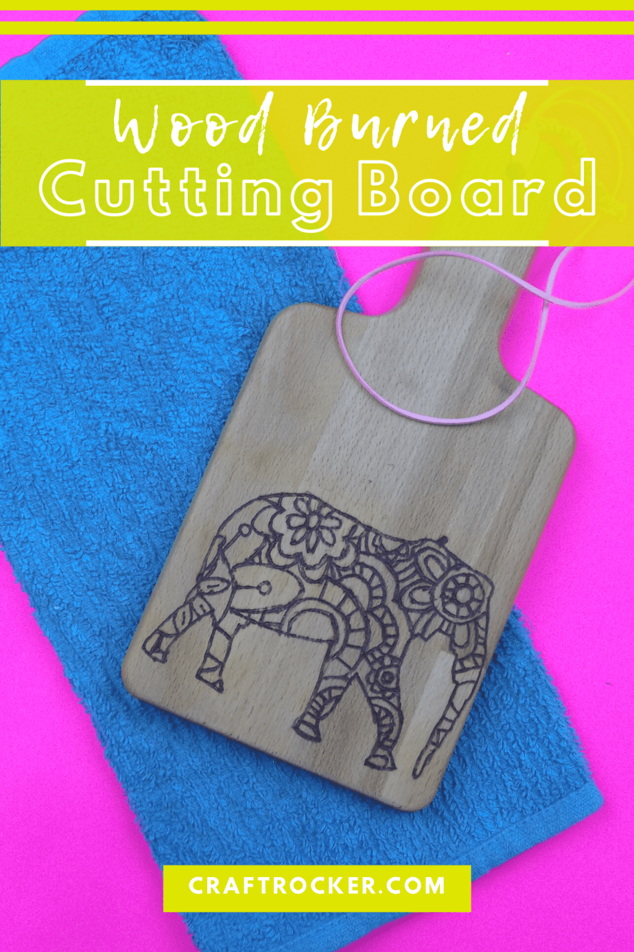 Elephant Wood Burned Cutting Board with text overlay - Wood Burned Cutting Board - Craft Rocker