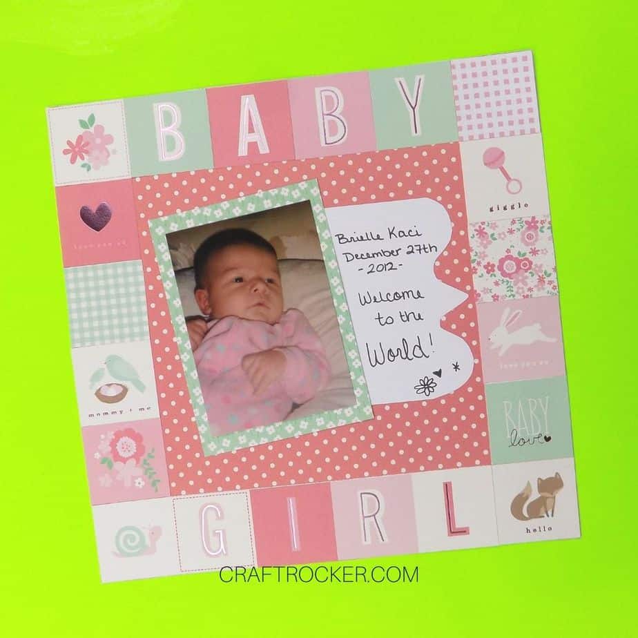 Pastel Baby Girl Scrapbook Page - Craft Rocker