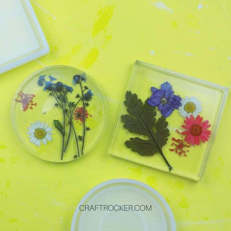 Pressed Flower Resin Coasters on Yellow Background - Craft Rocker