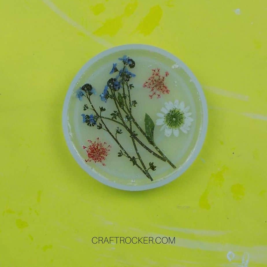 Pressed Flowers Arranged in Partially Filled Coaster Mold - Craft Rocker