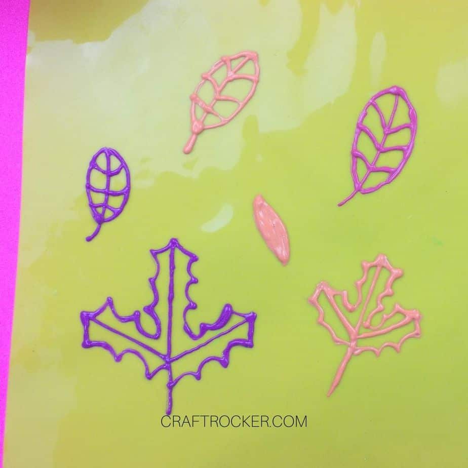 Puffy Fabric Paint Leaves on Non-Stick Mat - Craft Rocker