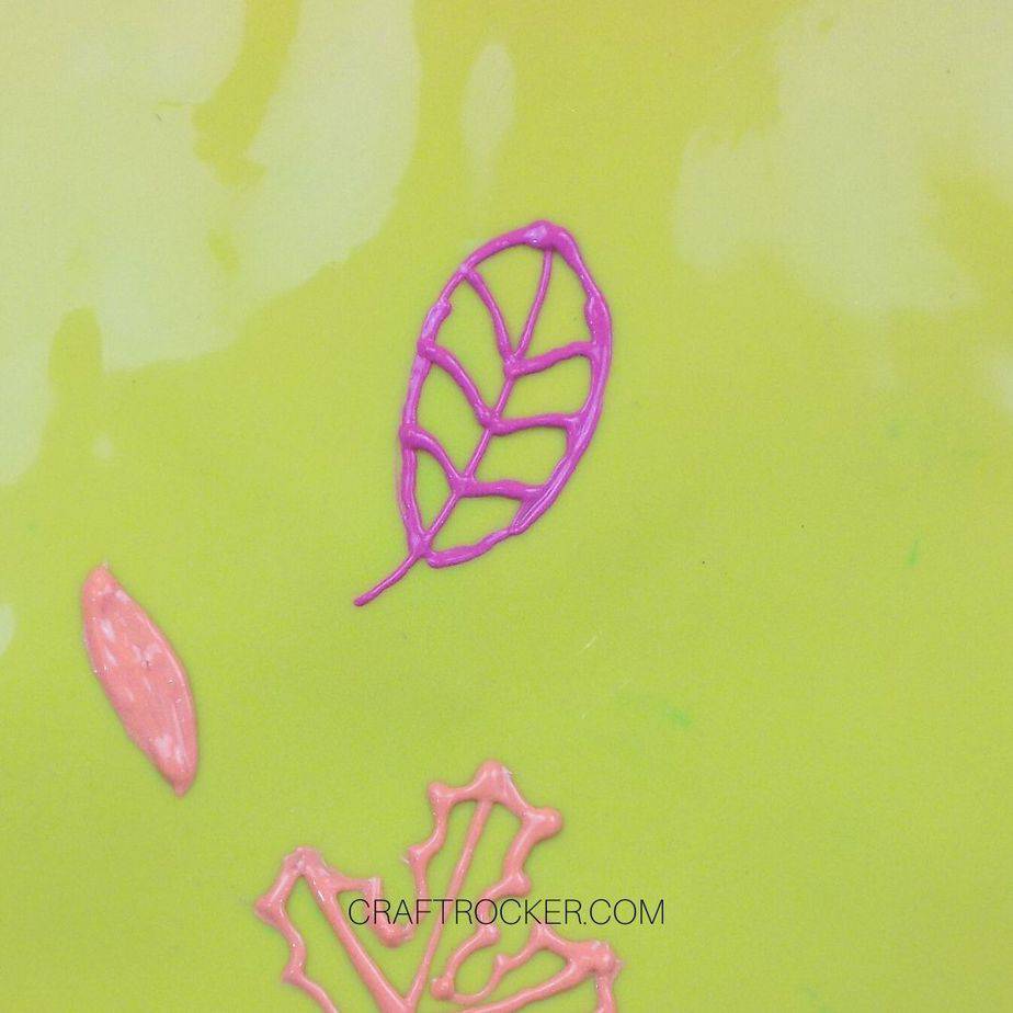 Purple Puffy Fabric Paint Leaf Above Orange Leaf - Craft Rocker