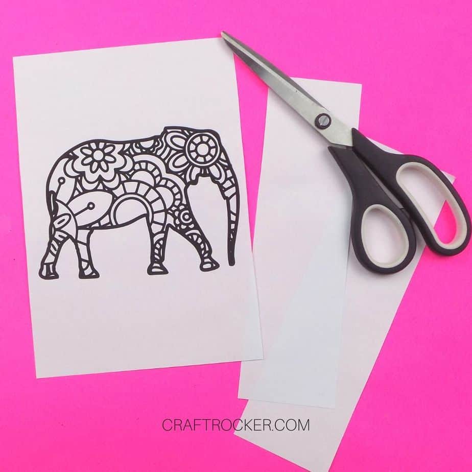 Trimmed Elephant Picture Next to Scissors - Craft Rocker