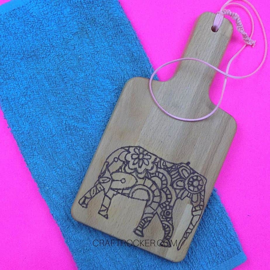 Wood Burned Cutting Board on Blue Towel - Craft Rocker