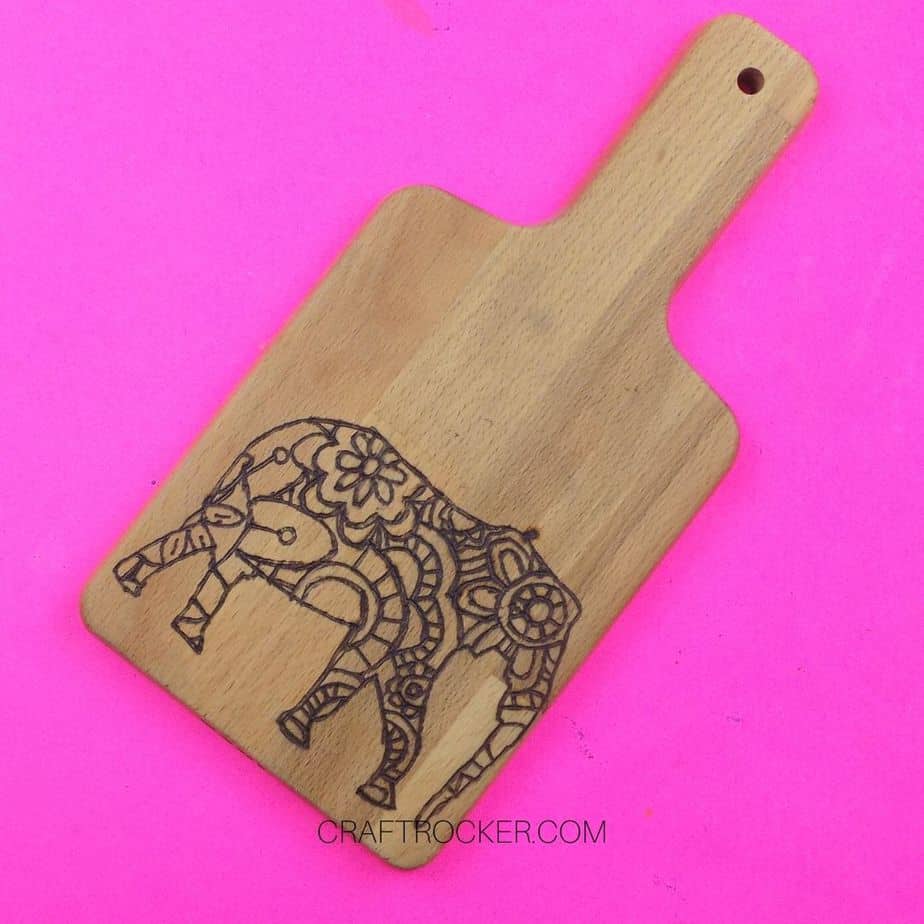 Wood Burned Elephant Design on Cutting Board - Craft Rocker