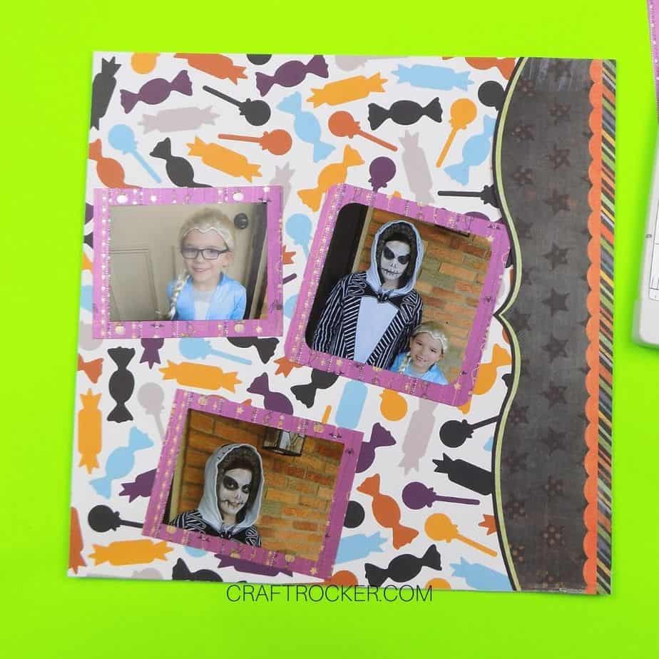 3 Matted Loose Halloween Photos on Scrapbook Page - Craft Rocker