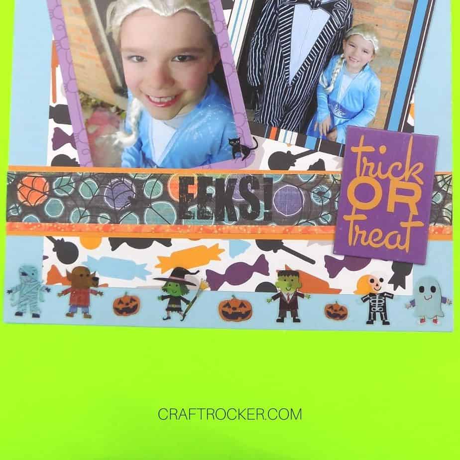 Close Up of Glitter Stickers on Bottom of Halloween Scrapbook Page - Craft Rocker