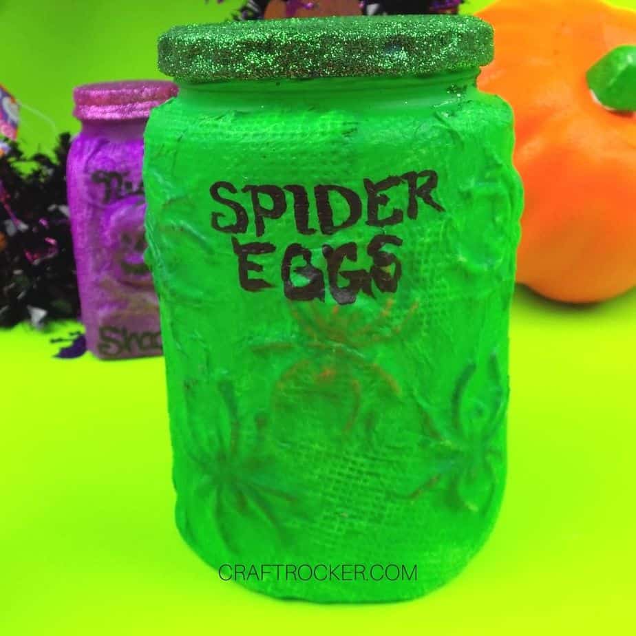 Close Up of Green Spider Eggs Jar - Craft Rocker