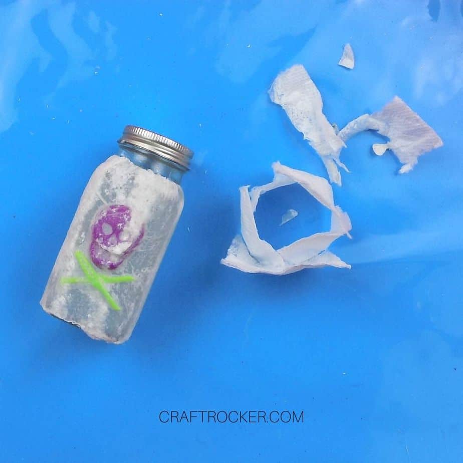 Excess Paper Towels Removed from Skull and Crossbones Bottle - Craft Rocker