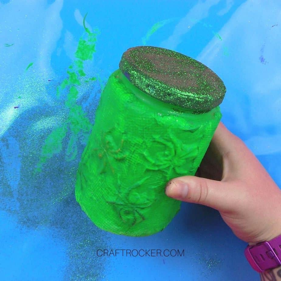 Glitter on Lid Green Spider Jar - Craft Rocker