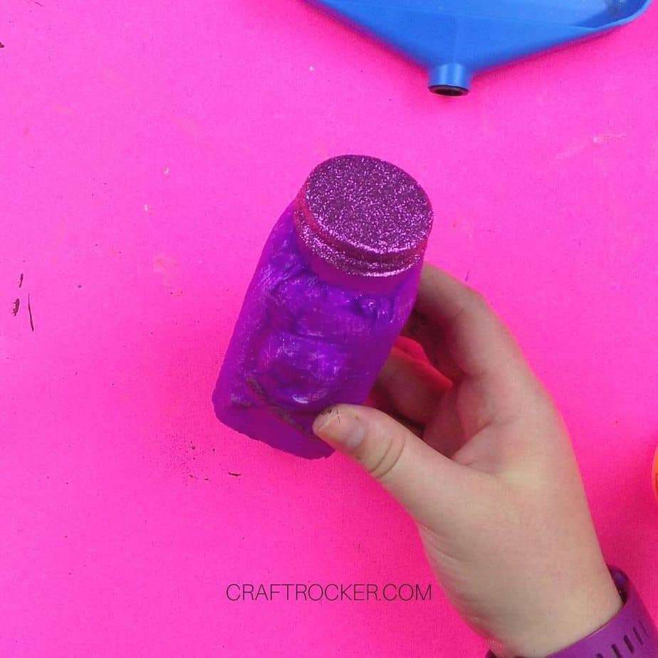 Glitter on Lid of Purple Skull and Crossbones Jar - Craft Rocker