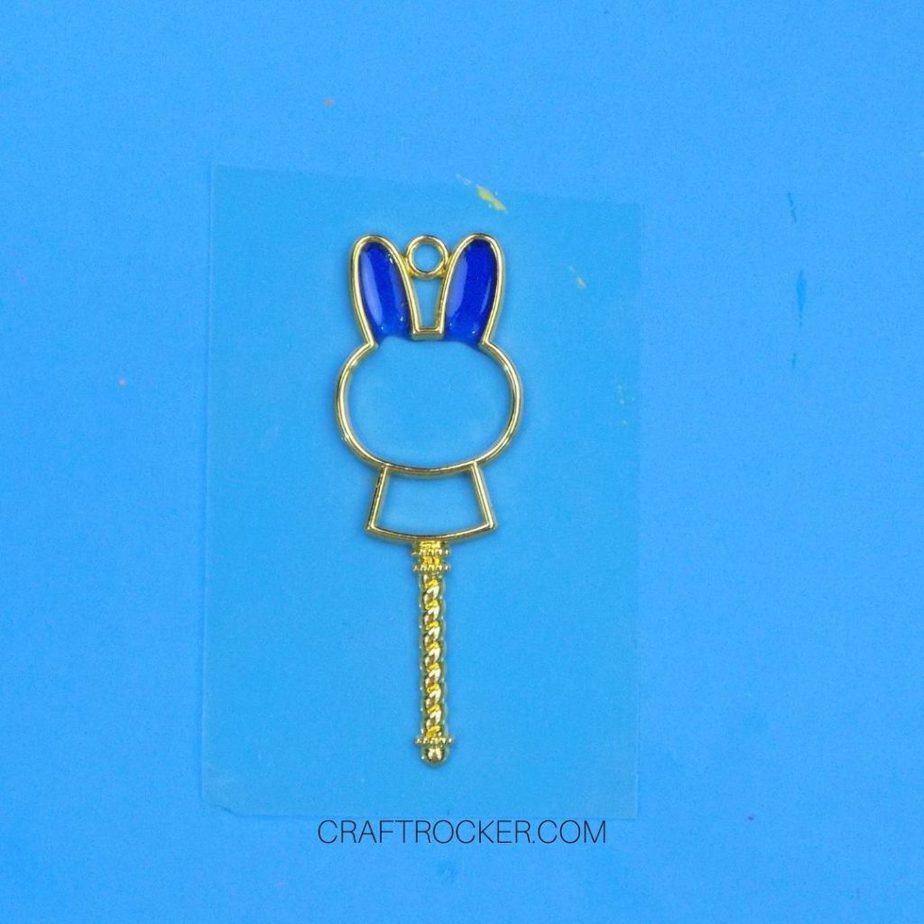 Blue UV Resin in Ears of Metal Bunny Charm - Craft Rocker