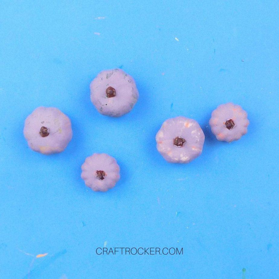 Close Up of Lavender Painted Mini Pumpkins - Craft Rocker