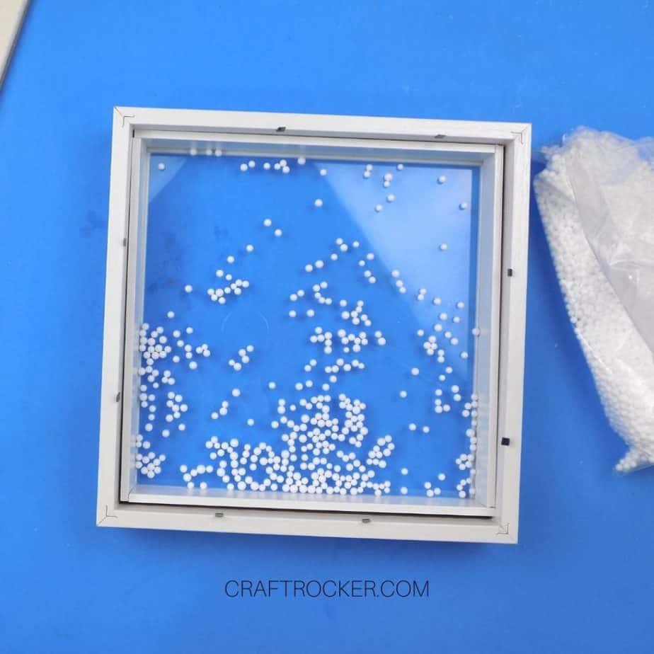 Fake Styrofoam Snow in Open Shadow Box - Craft Rocker