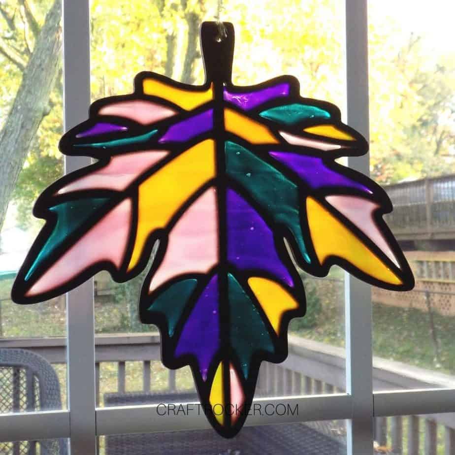 Hanging Stained Glass Leaf on Window - Craft Rocker