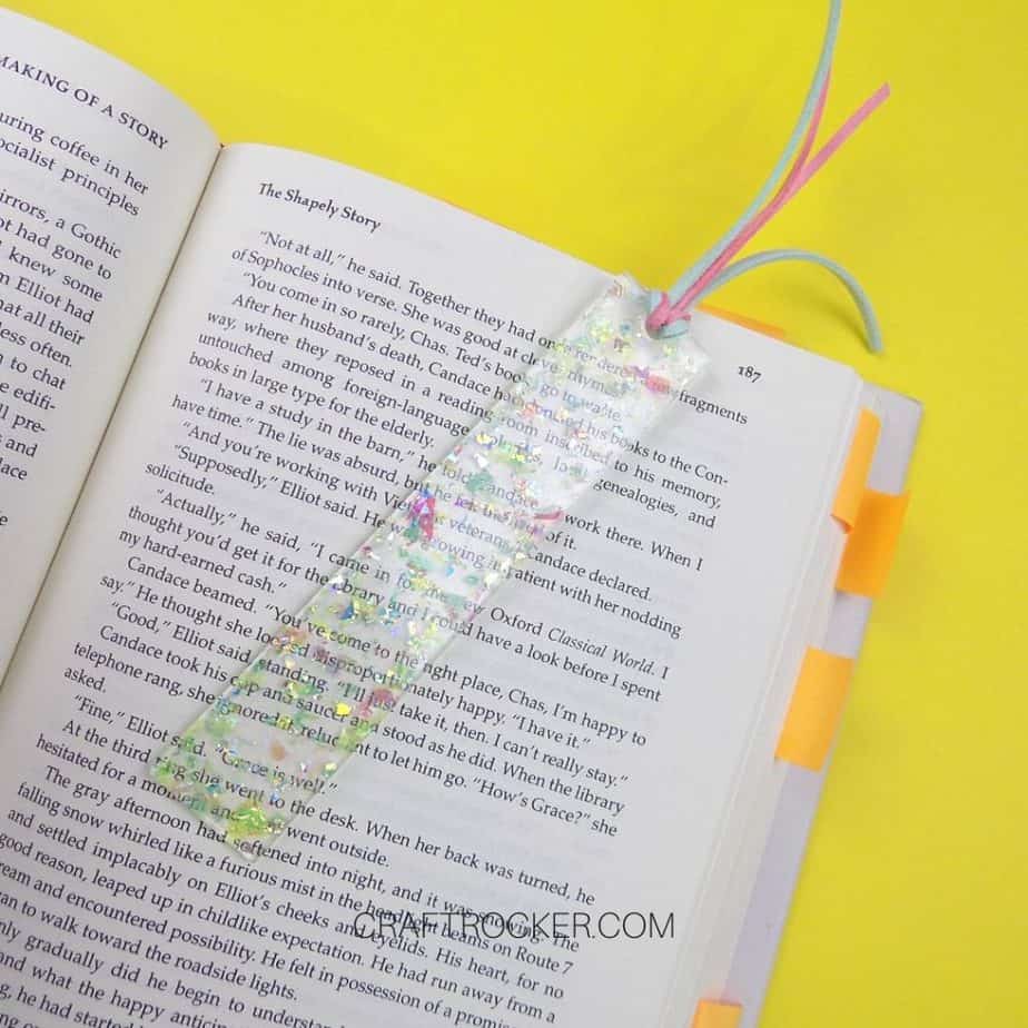 Holographic Glitter Resin Bookmark on Book - Craft Rocker