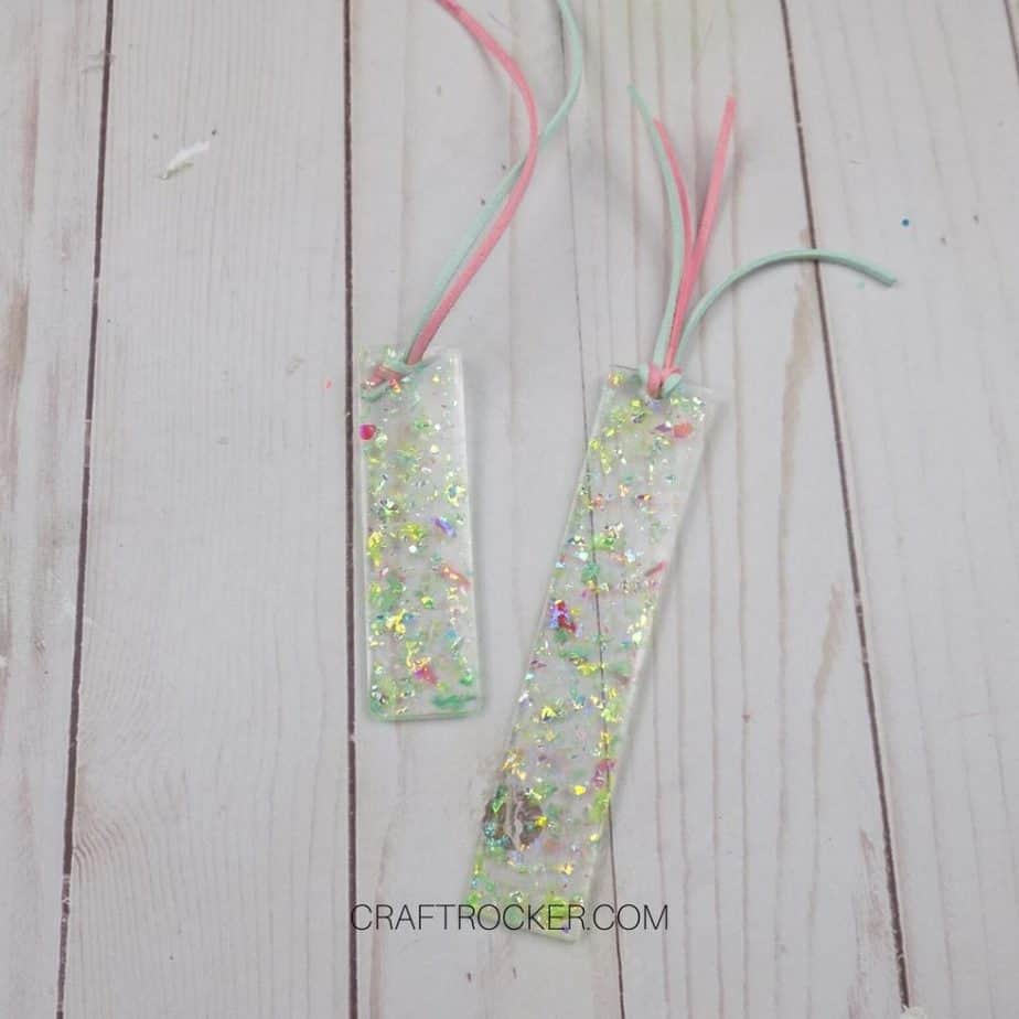 Holographic Glitter Resin Bookmarks on Wood Background - Craft Rocker