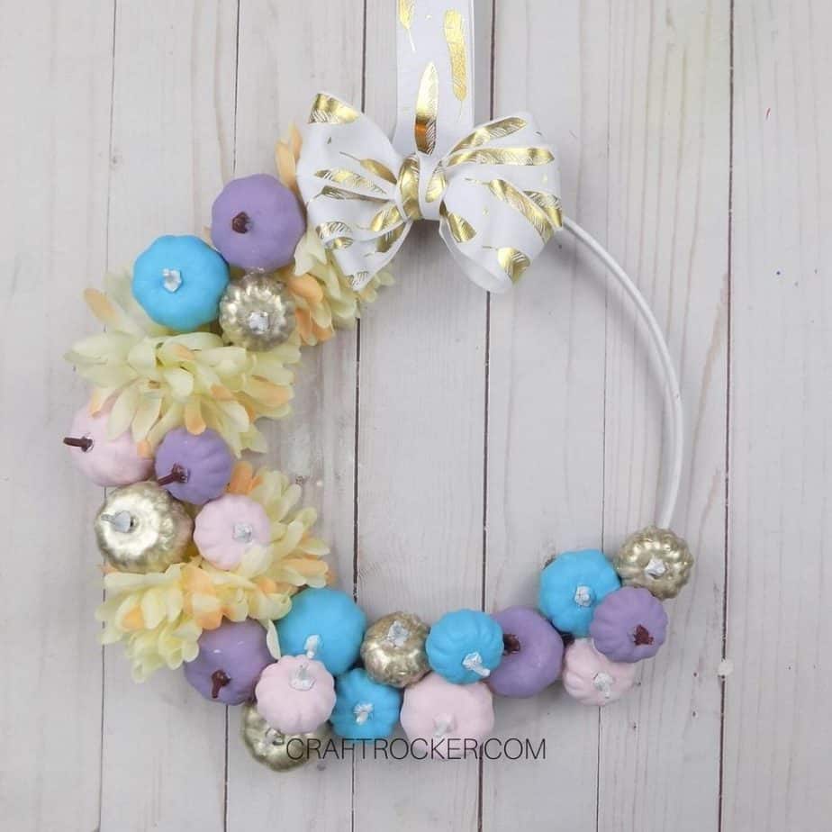 Pastel Fall Hoop Wreath on Wood Background - Craft Rocker