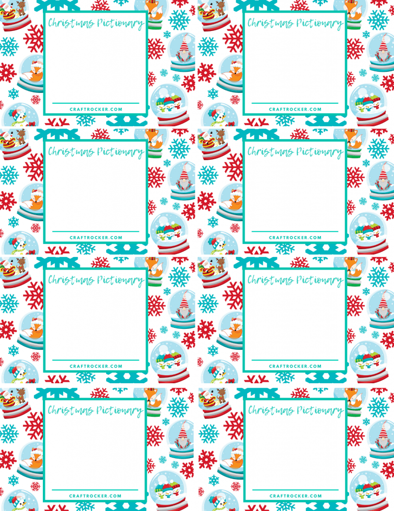 Blank Printable Christmas Pictionary Cards