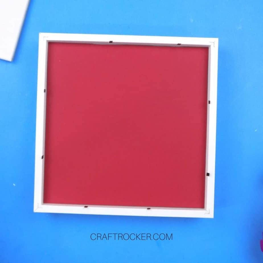 Red Cardstock Facedown in White Shadow Box - Craft Rocker