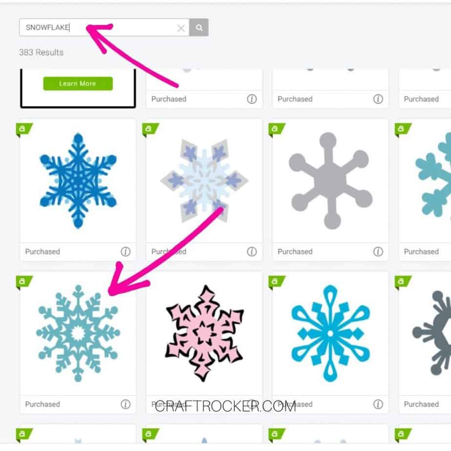 Snowflake Search Screenshot in Design Space - Craft Rocker