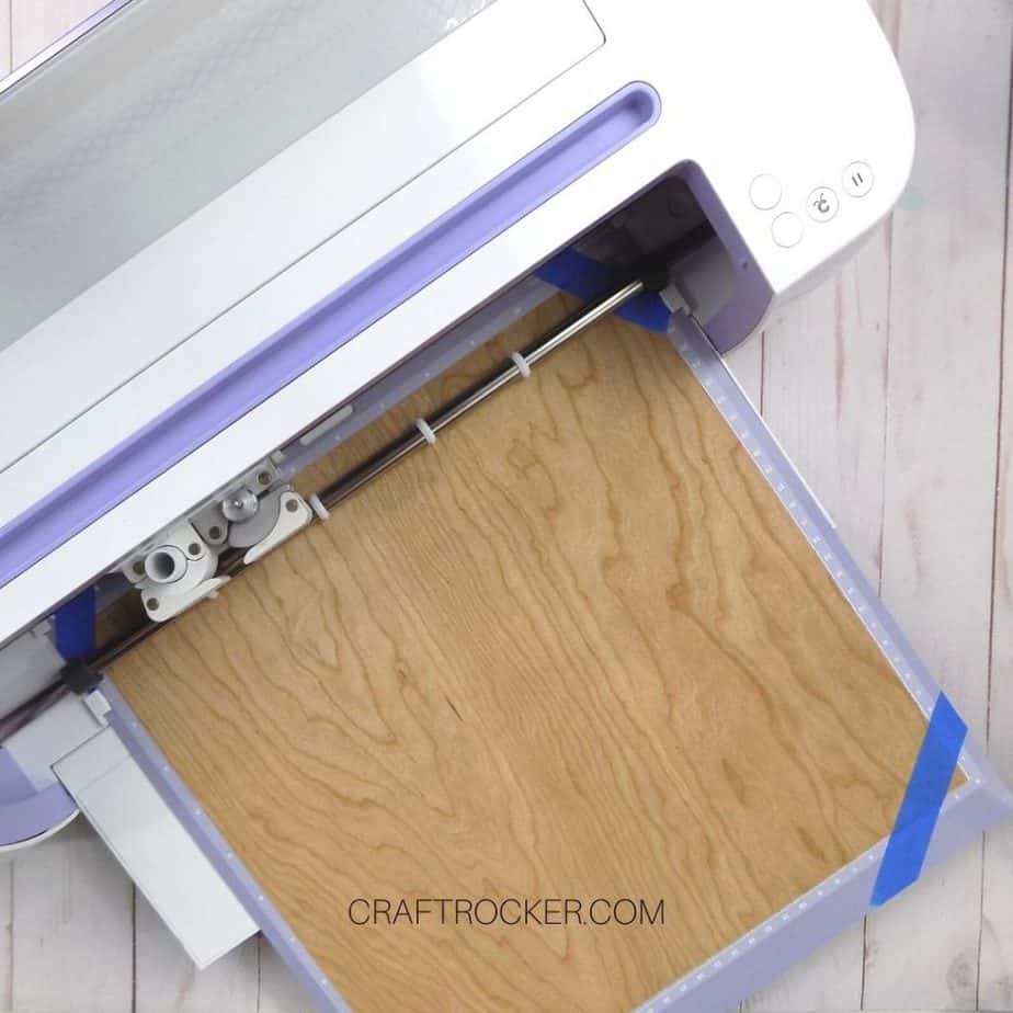 Wood Veneer on Cricut Mat Loaded into Maker - Craft Rocker