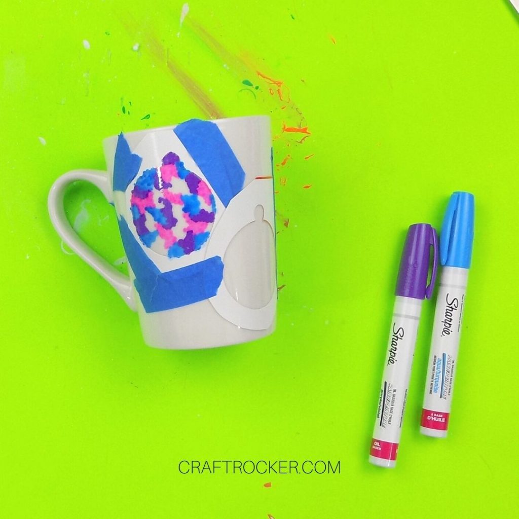 Blue Purple and Pink Paint in Ornament Outline - Craft Rocker