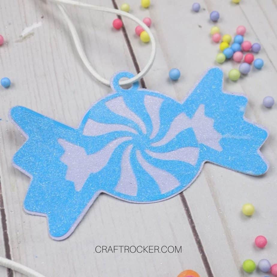 Close Up of Blue Glittery Paper Candy Ornament - Craft Rocker