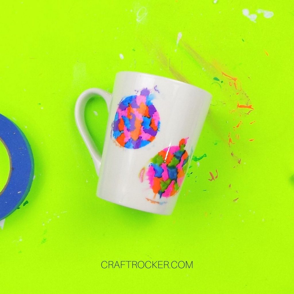 Colorful Ornaments on White Mug with Paint Bleed - Craft Rocker