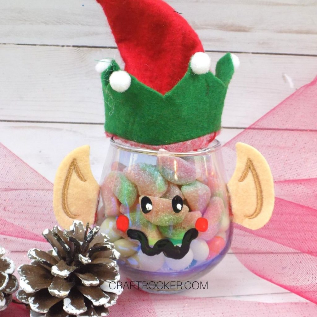 Elf Treat Jar next to Pine Cones - Craft Rocker