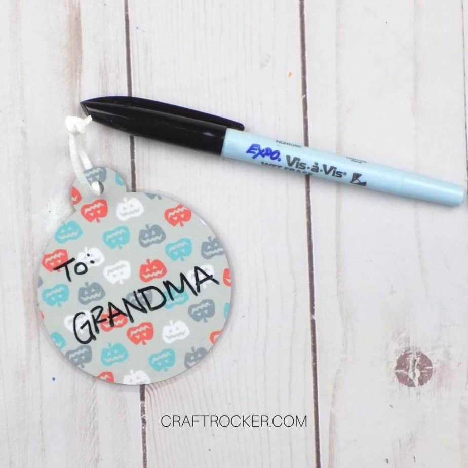 Ornament Tag next to Wet Erase Marker - Craft Rocker