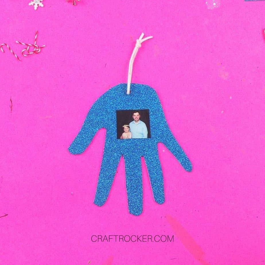 Photo Attached to Palm of Glitter Foam Handprint - Craft Rocker