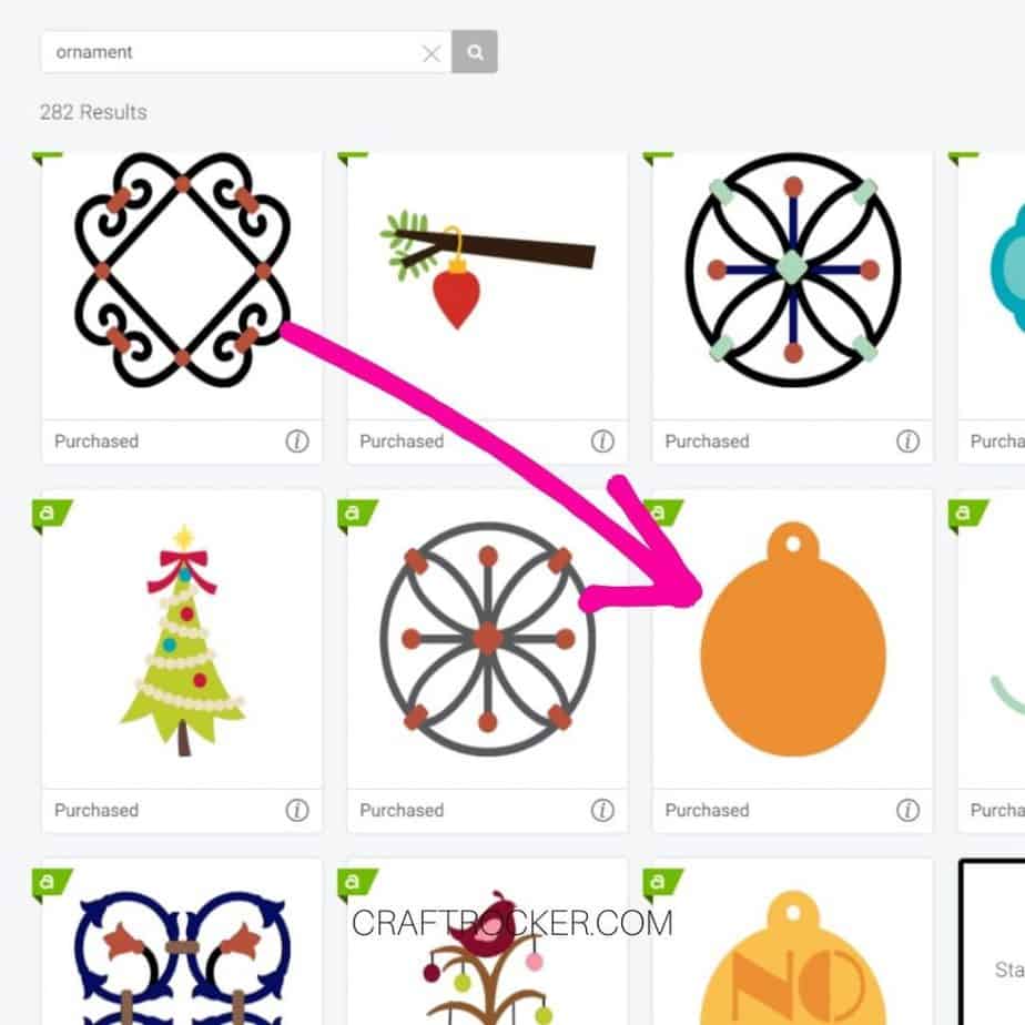 Pink Arrow Pointing to Orange Ornament File on Search Page - Craft Rocker