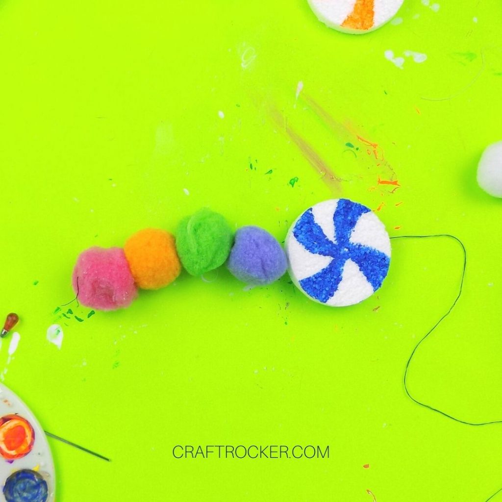 Pompoms and Blue Candy on Thread - Craft Rocker