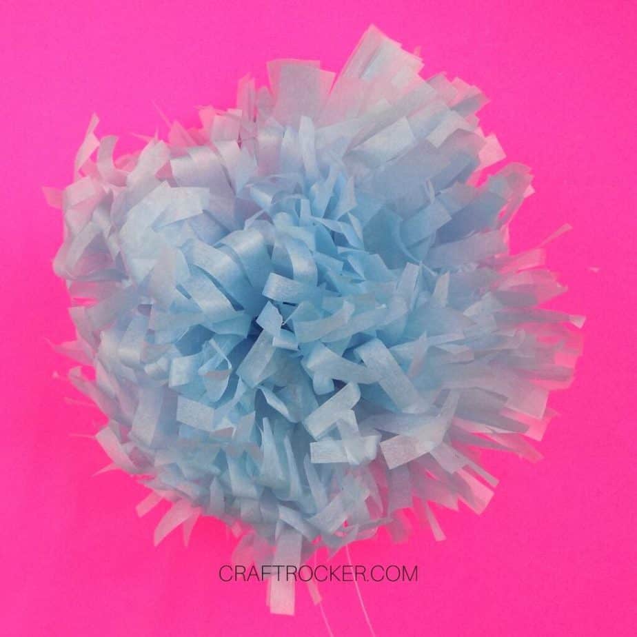 Fluffed Blue Tissue Paper Pom Pom - Craft Rocker