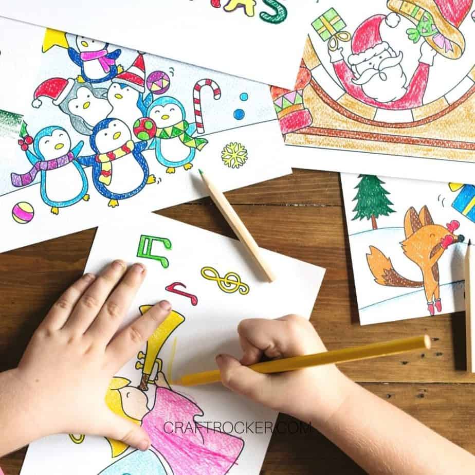 Kids Hands Coloring a Picture next to other Colored Pictures - Craft Rocker