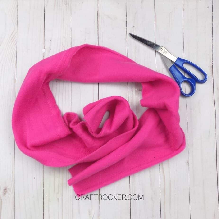 Piece of Hot Pink Fleece next to Scissors - Craft Rocker