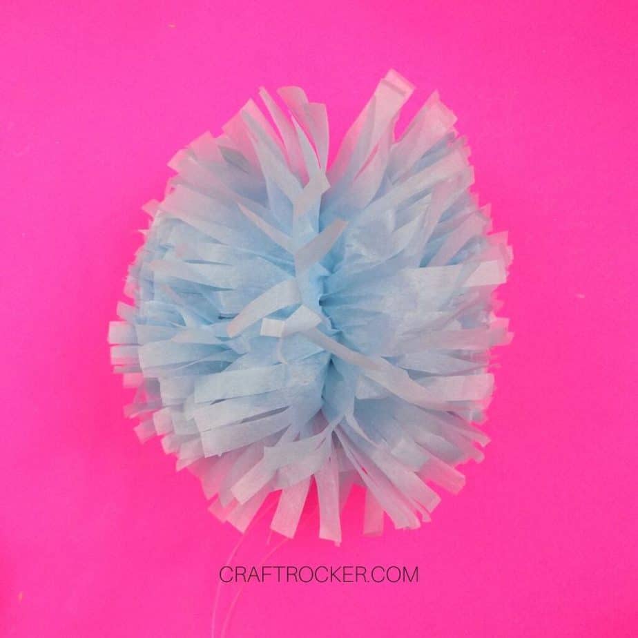 Pulled Apart Blue Tissue Paper Pom Pom - Craft Rocker