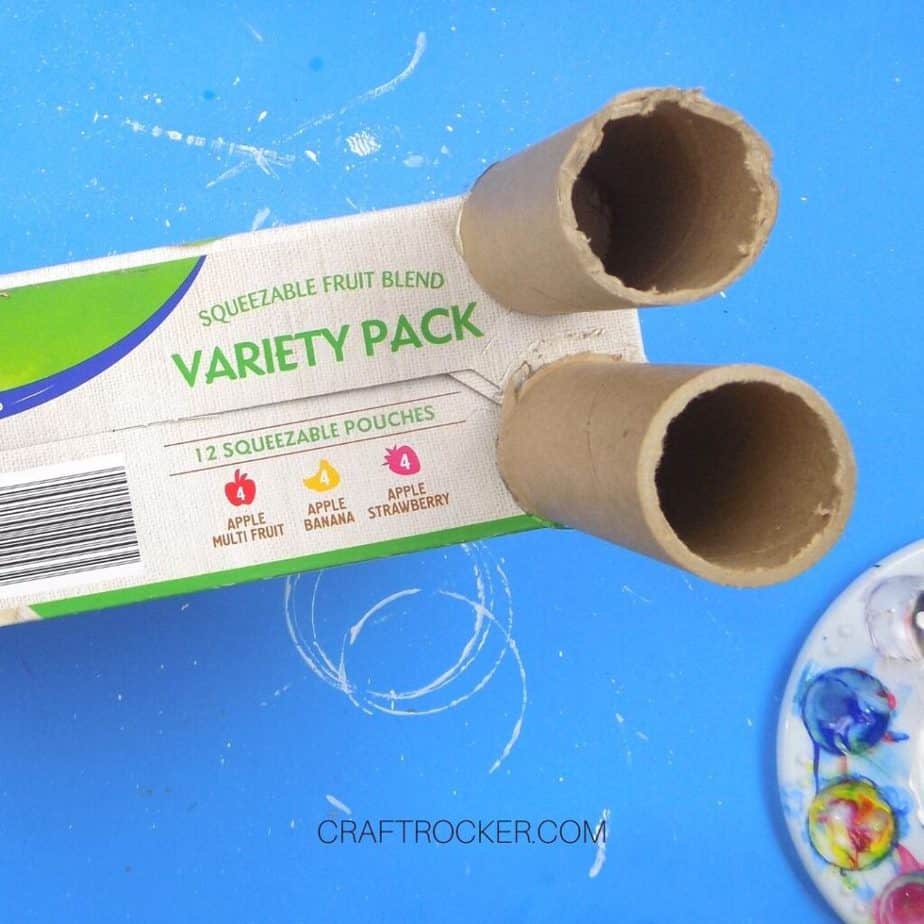 Second 2 Paper Towel Roll Pieces Glued to Bottom of Applesauce Pouches Box - Craft Rocker