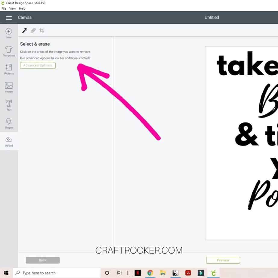 https://craftrocker.com/wp-content/uploads/2020/12/Select-and-Erase-Design-Space-Screen-with-Arrow-Pointing-to-Instruction-Craft-Rocker.jpg
