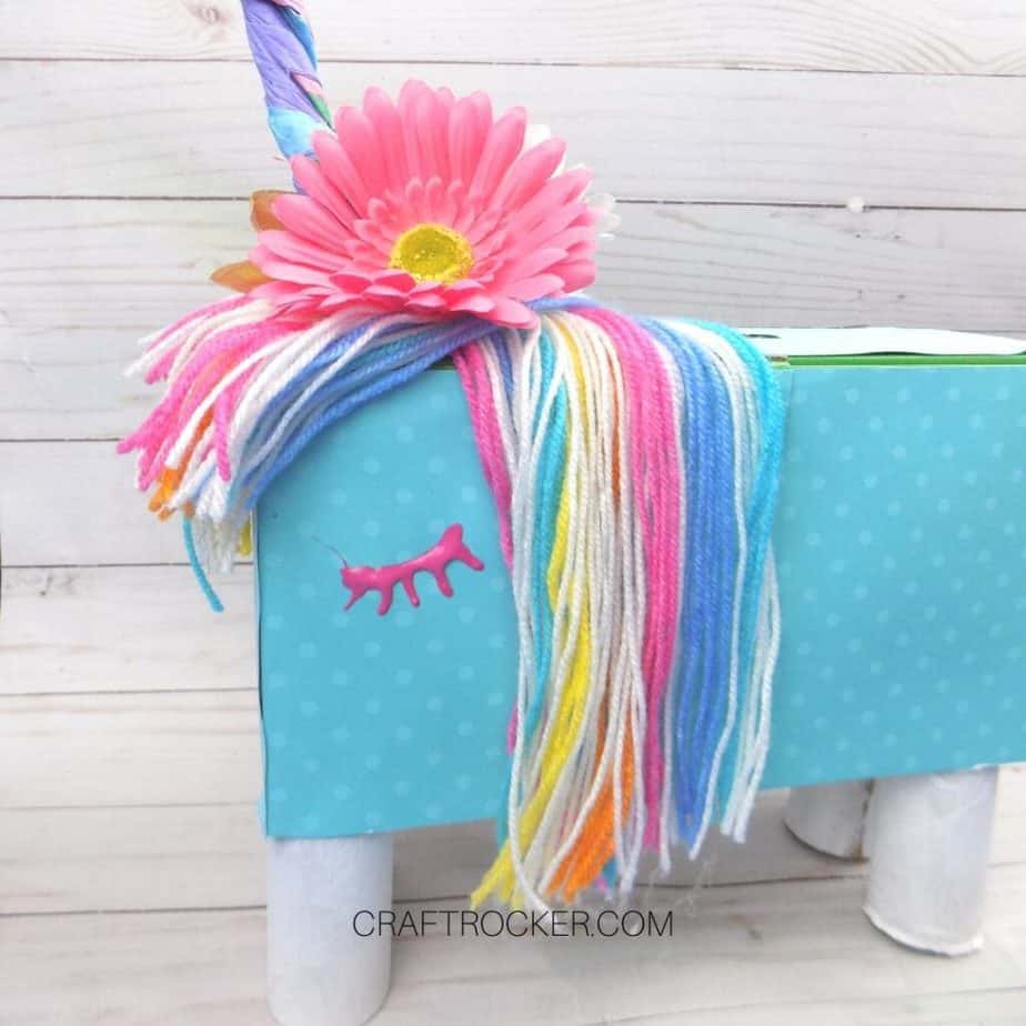 Side View of Rainbow Unicorn Valentine Box - Craft Rocker