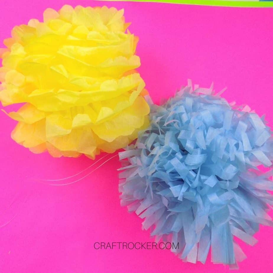 Tissue Paper Pom Poms on Pink Background - Craft Rocker