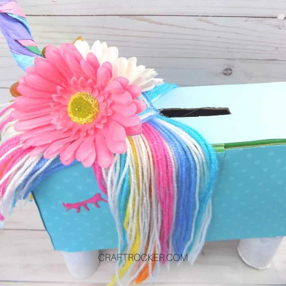 Top Angle View of Rainbow Unicorn Valentine Box - Craft Rocker