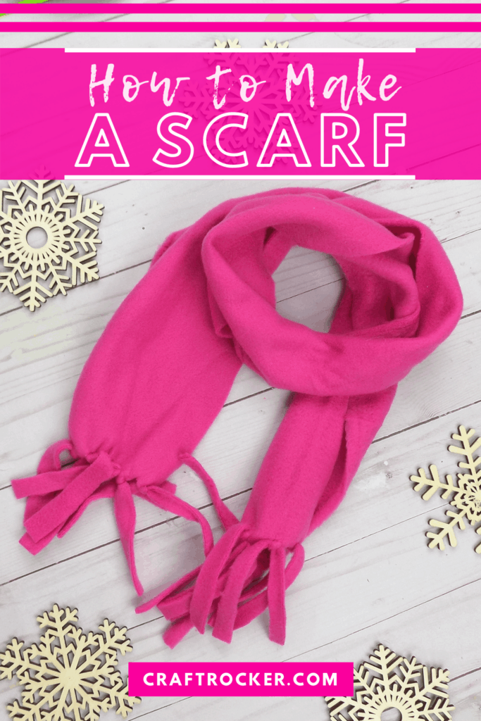 Wrapped Pink Fleece Fabric Scarf with text overlay - How to Make a Scarf - Craft Rocker