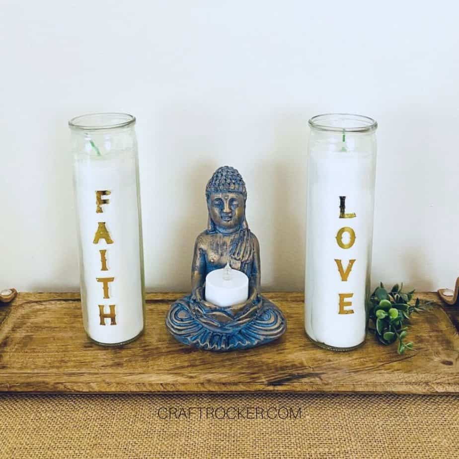 Decorative Candles next to Statue - Craft Rocker