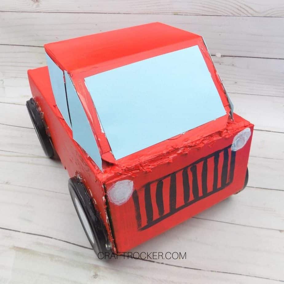 Front View of Red Pickup Truck Valentine Box - Craft Rocker