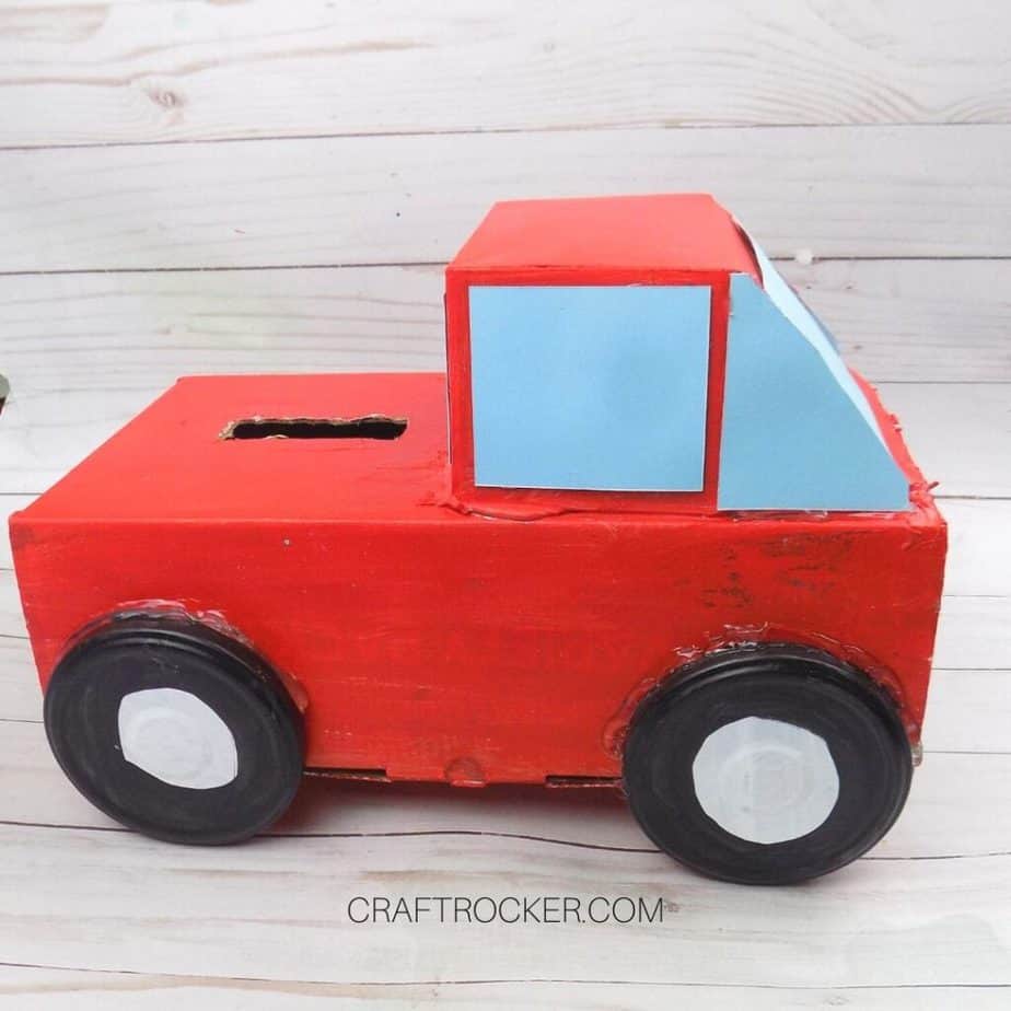 Side View of Red Pickup Truck Valentine Box - Craft Rocker